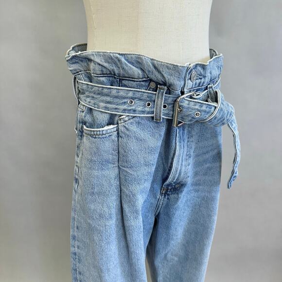 AGOLDE Reworked 90s Paperbag Jeans Straight Leg High Rise Belted Size 29 - Picture 12 of 16